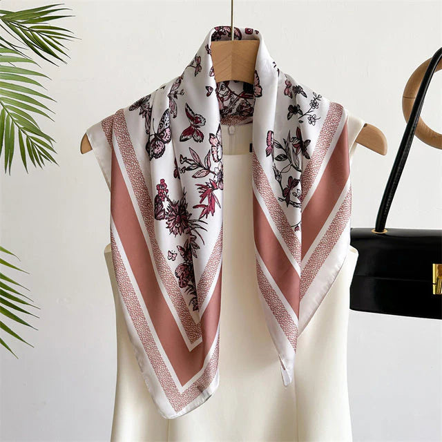 Rosie CD Butterfly Print Silk Square Scarves 70 CM