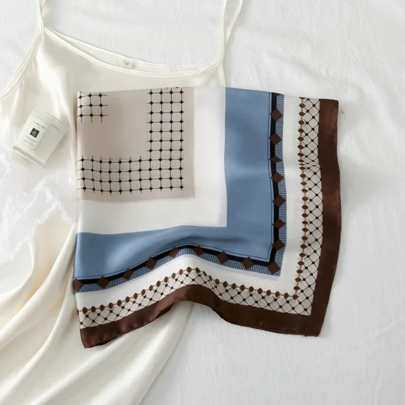 Canyon Classic Teal Print Silk Square Scarves 70 CM