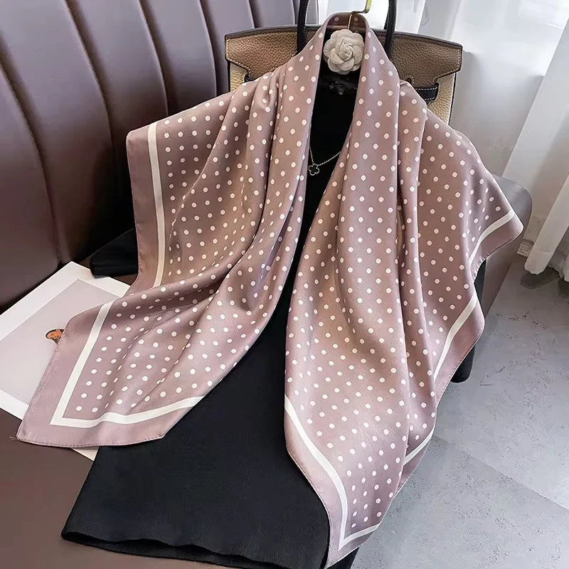 Polka Dots Rose Printed Square Scarf