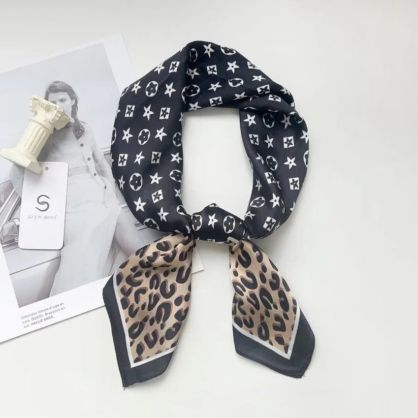Star Animal Print Silk Square Scarves 70 CM