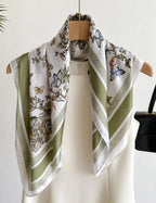 CD Butterfly Print Silk Square Scarves 70 CM