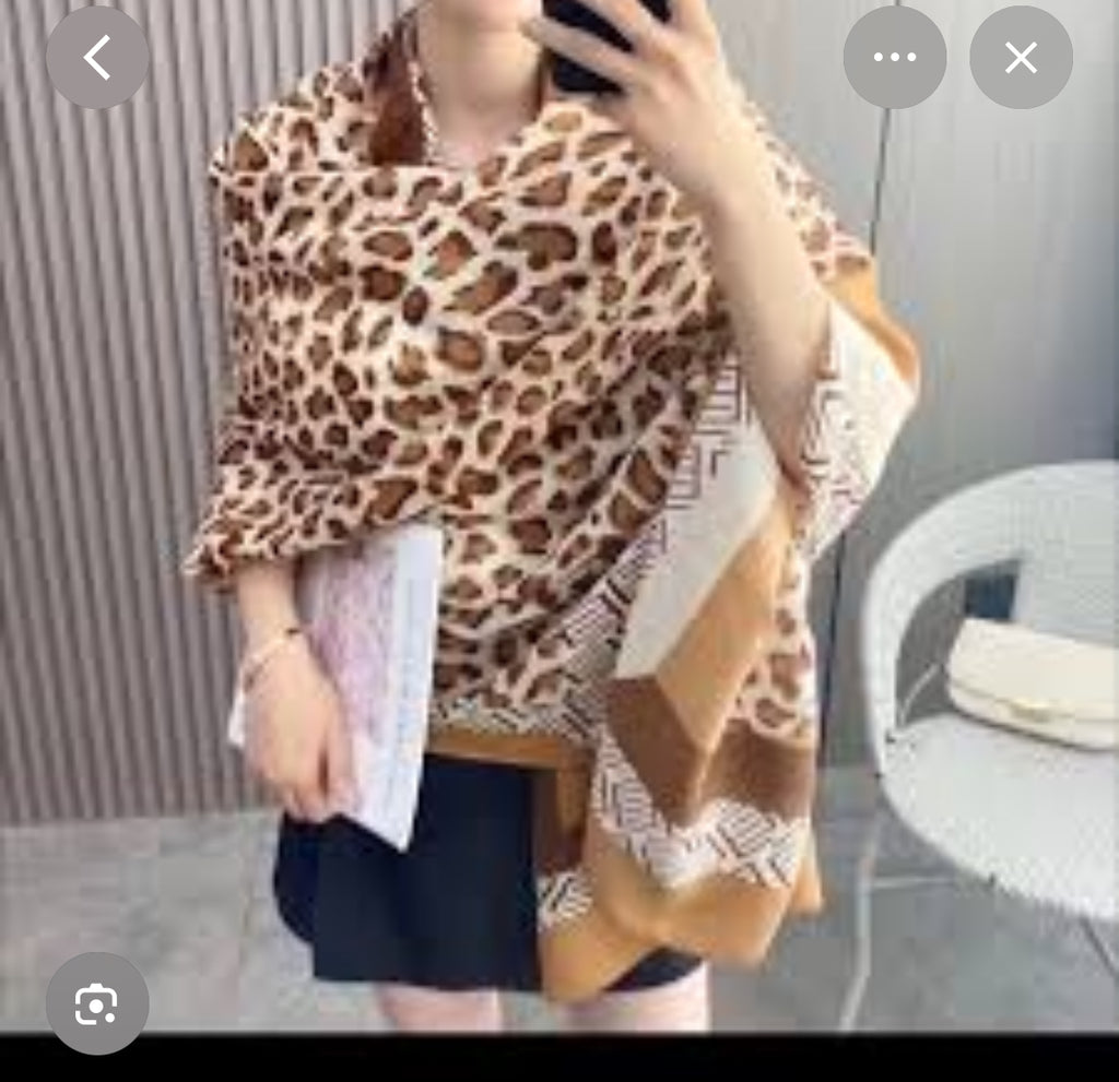 Animal print luxe viscose scarf