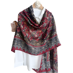 Maroon hena art printed viscose scarf