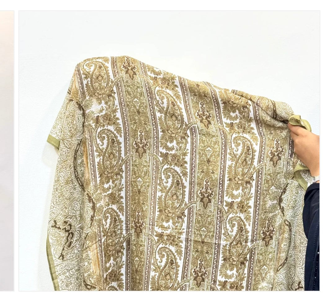 Pistachio Green Pashmina Print Premium Hijab