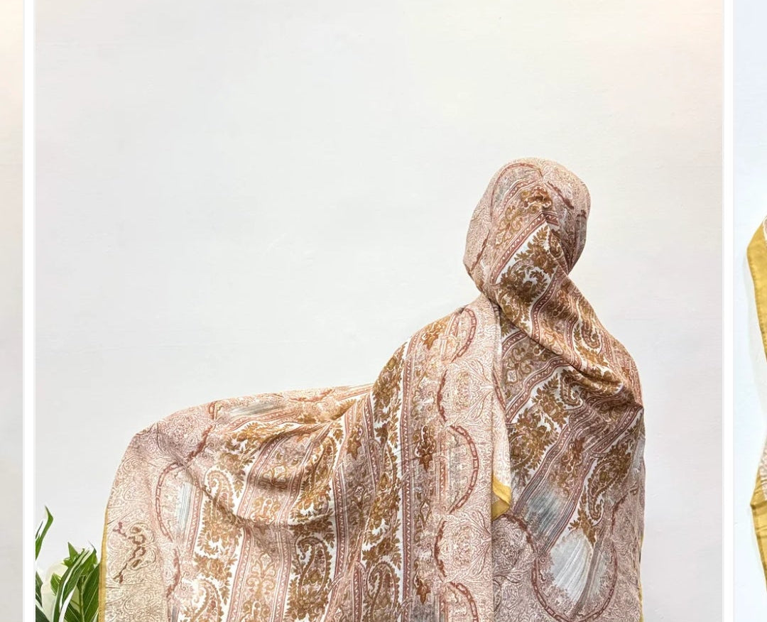 Light Brown Pashmina Print Premium Hijab