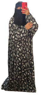 Rayon cotton floor length salah dress with elastic sleeve