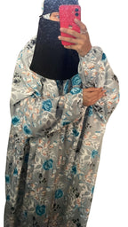 Rayon cotton floor length salah dress with elastic sleeve