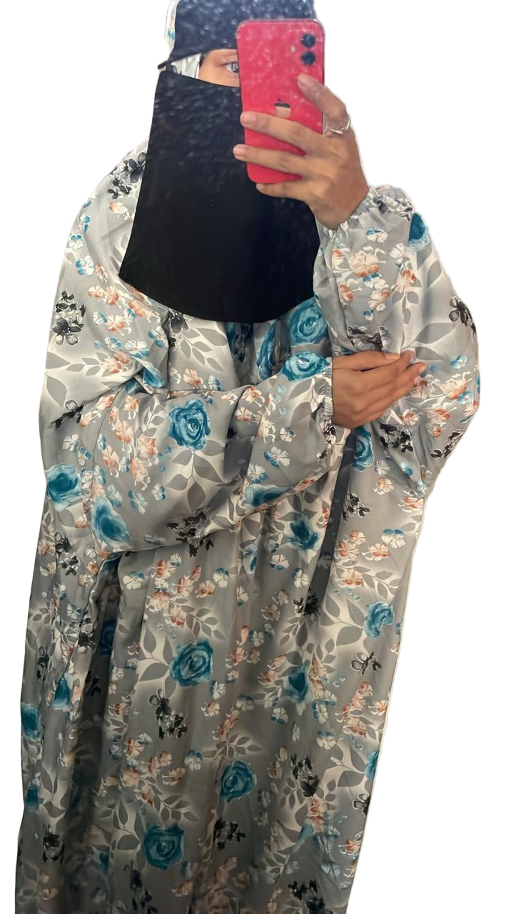 Rayon cotton floor length salah dress with elastic sleeve