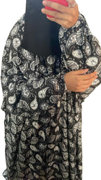 Rayon cotton floor length salah dress with elastic sleeve