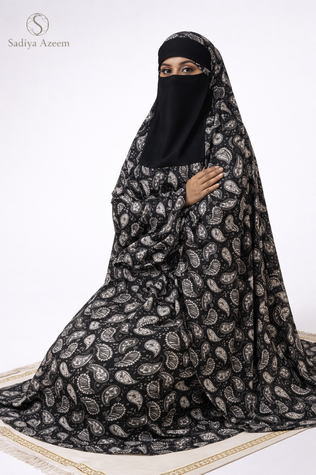 Rayon cotton floor length salah dress with elastic sleeve