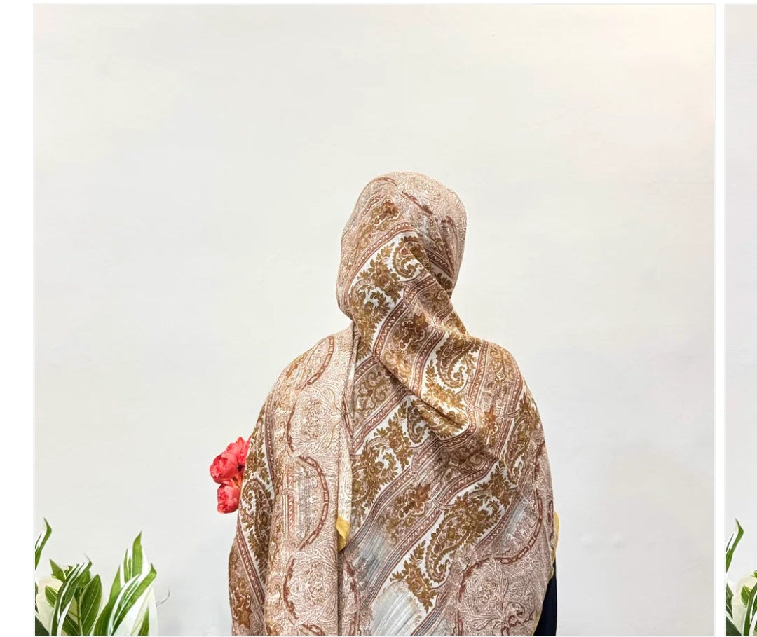 Light Brown Pashmina Print Premium Hijab