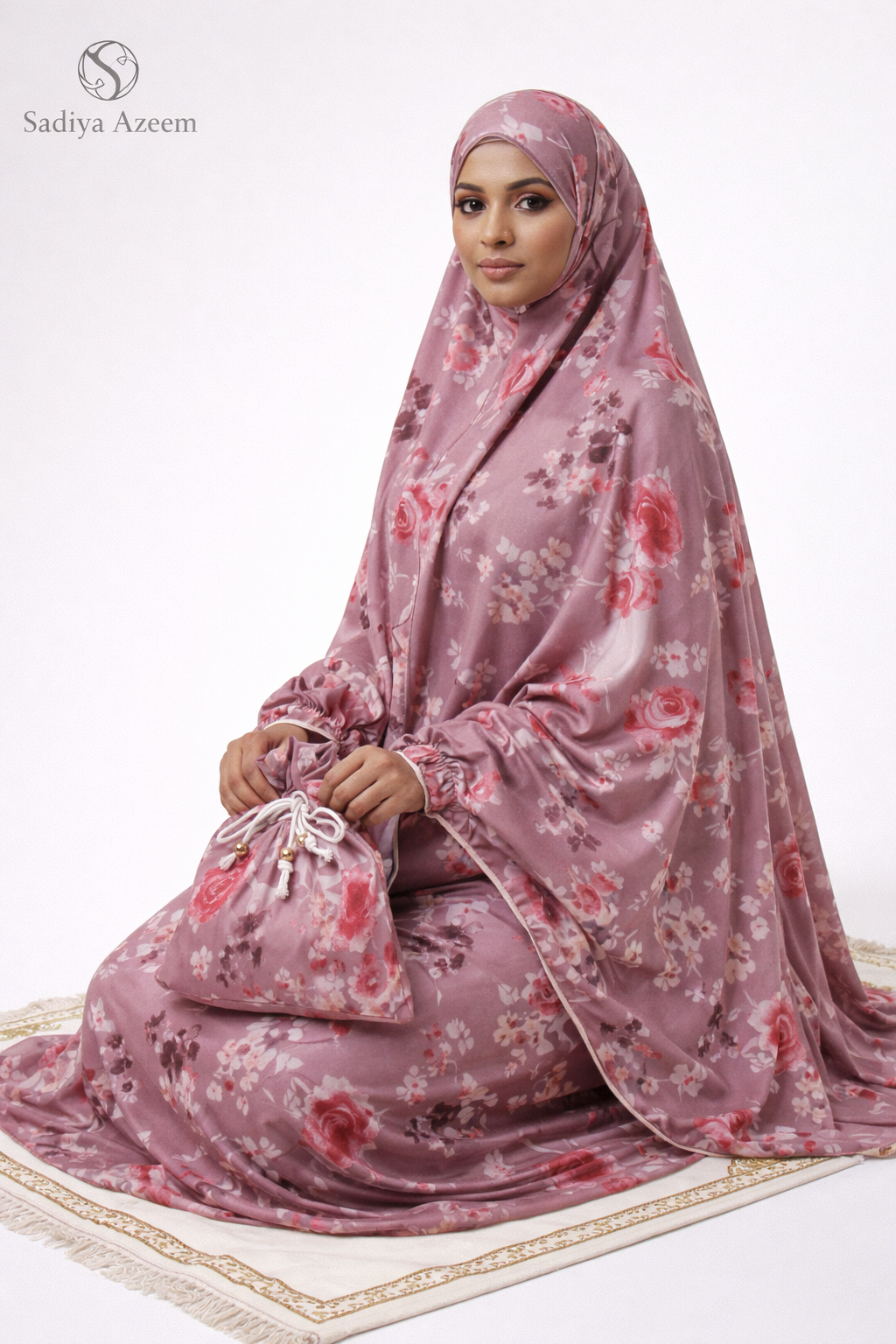 Rayon cotton floor length salah dress with elastic sleeve