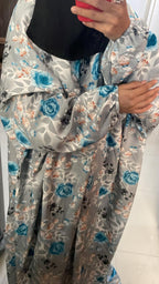 Rayon cotton floor length salah dress with elastic sleeve