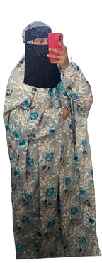 Rayon cotton floor length salah dress with elastic sleeve