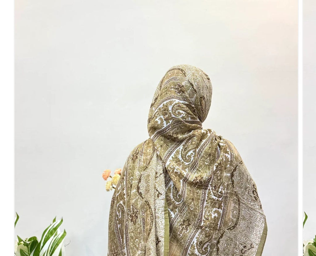 Pistachio Green Pashmina Print Premium Hijab