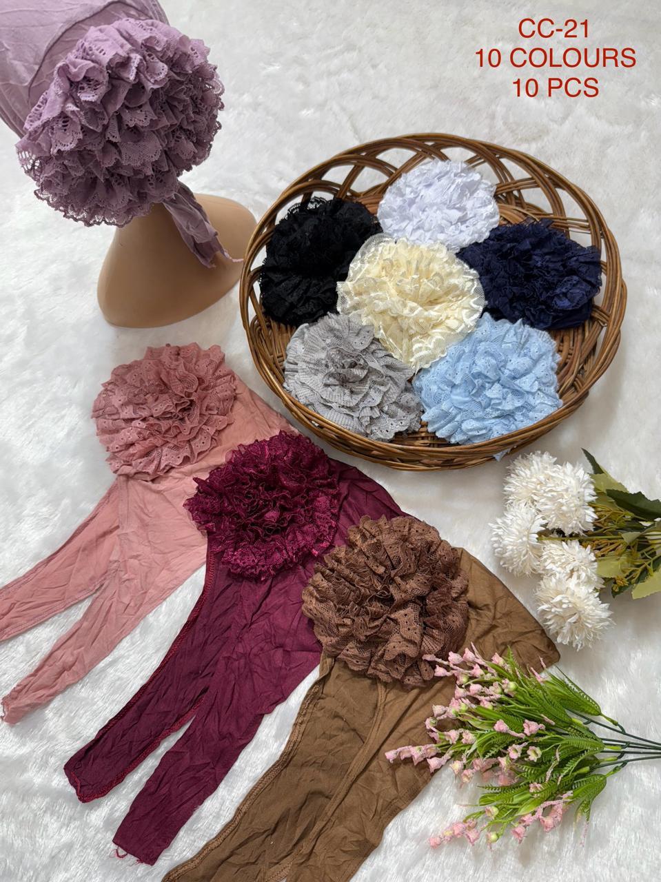 Imported Flower bun hijab cap