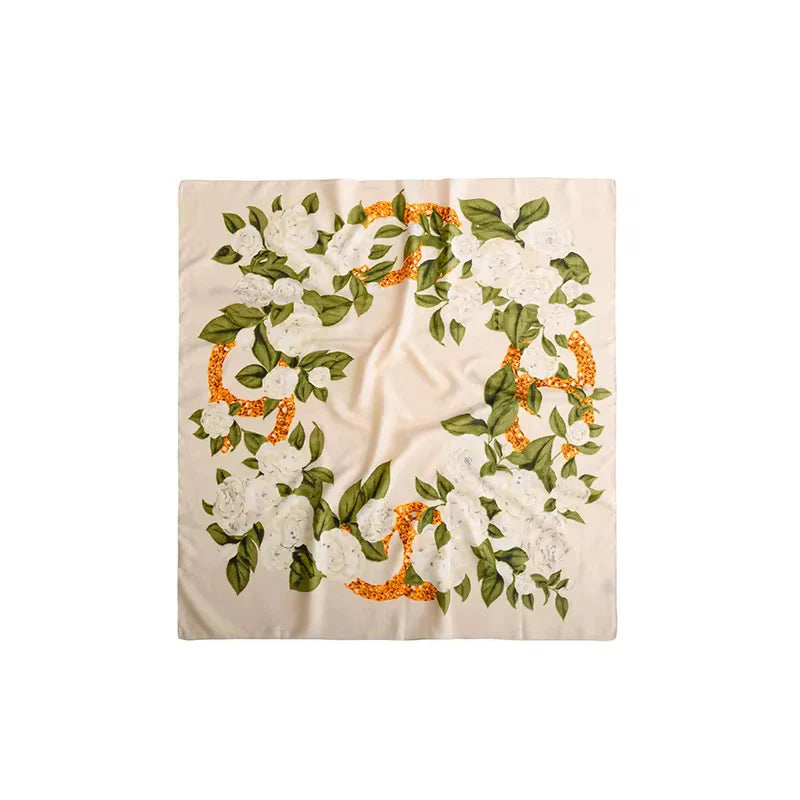 Wildflower Greens Printed Square Scarf